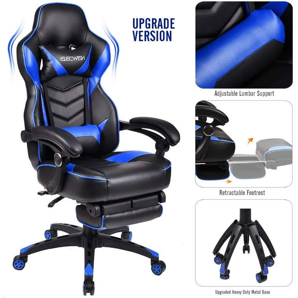 Luxury Office Chair Swivel Recliner Gaming Computer Home Desk Chair PU Leather 